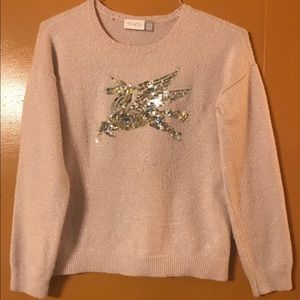 Girls Childrens Place Light Peach Unicorn Sweater